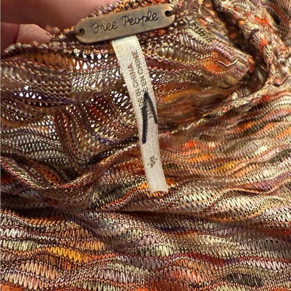 Free People Multicolor Knit Poncho Topper Boho Festival Cape Sweater Oversized S - Picture 8 of 15